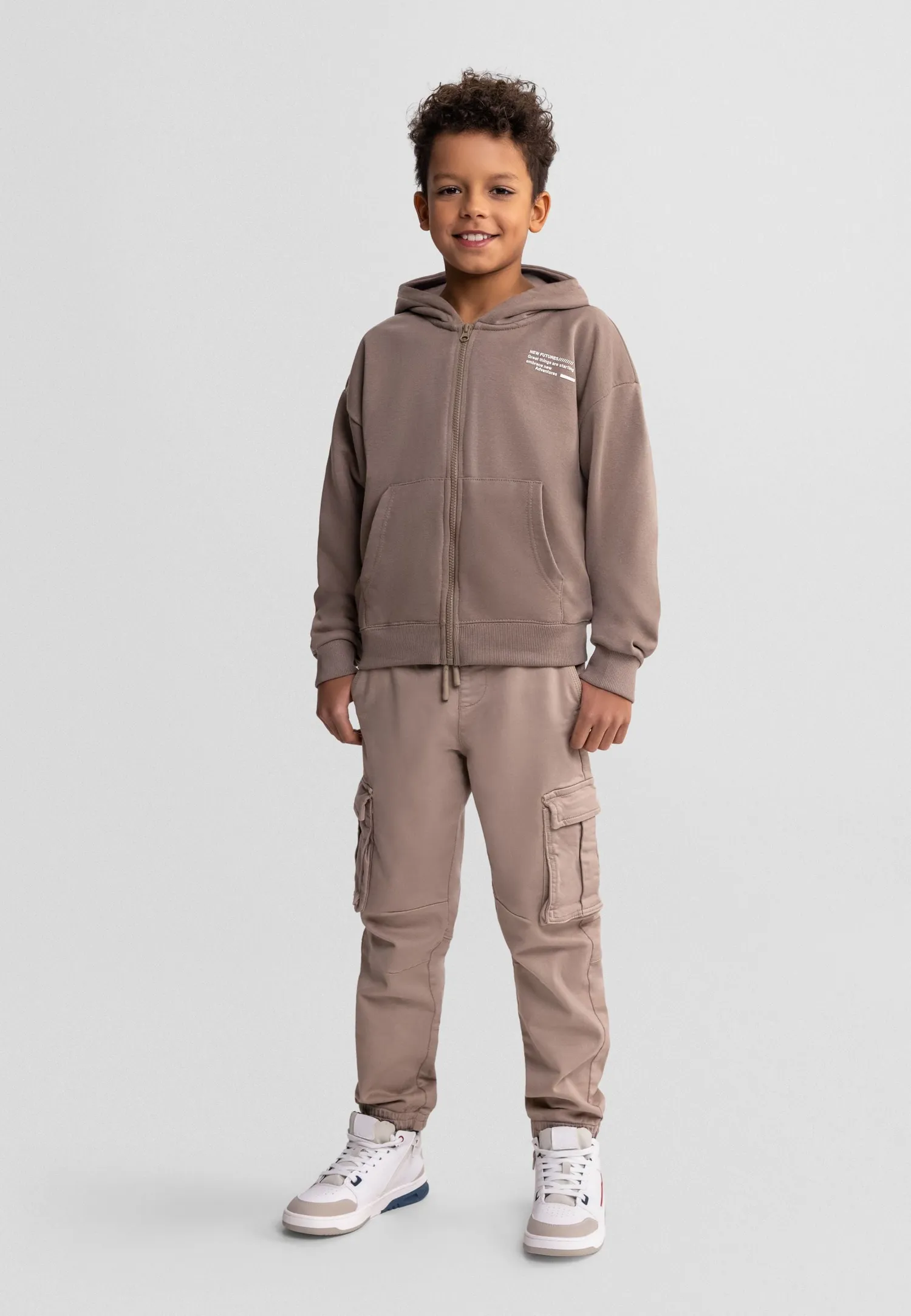Minoti 44808 hættetrøje creme khaki 2-pak til børn