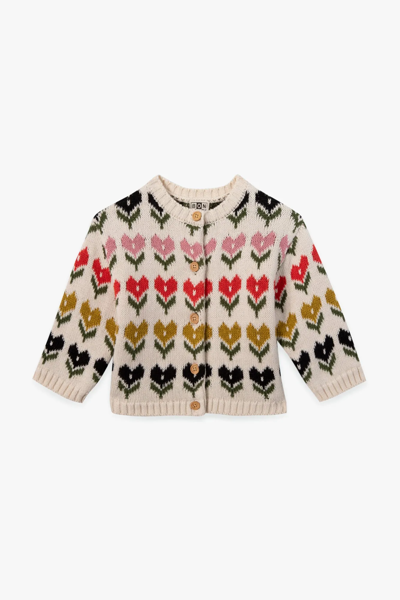 Bonton Maligne Mouton babycardigan ecru bomuld