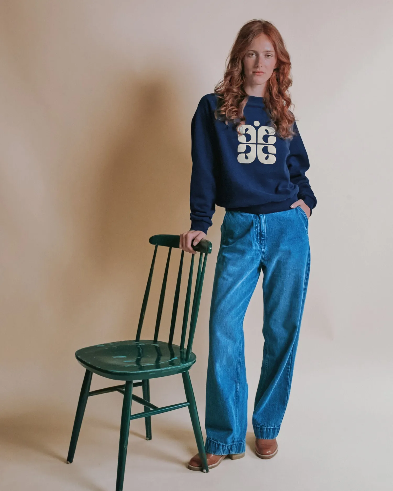 Emile et Ida Logo sweatshirt navy økologisk