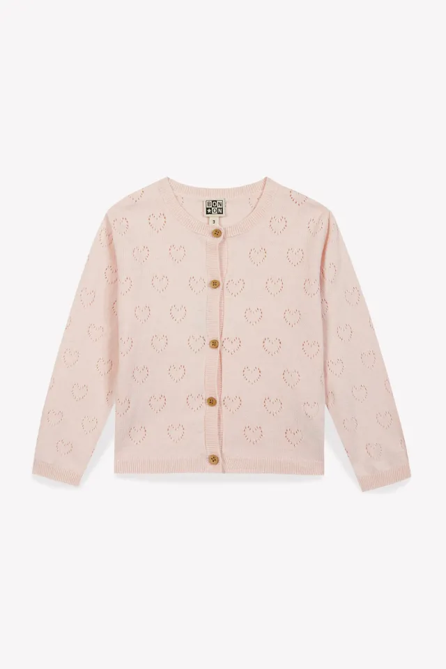 Bonton Lilou cardigan rosa hjertehuller 3M-3A