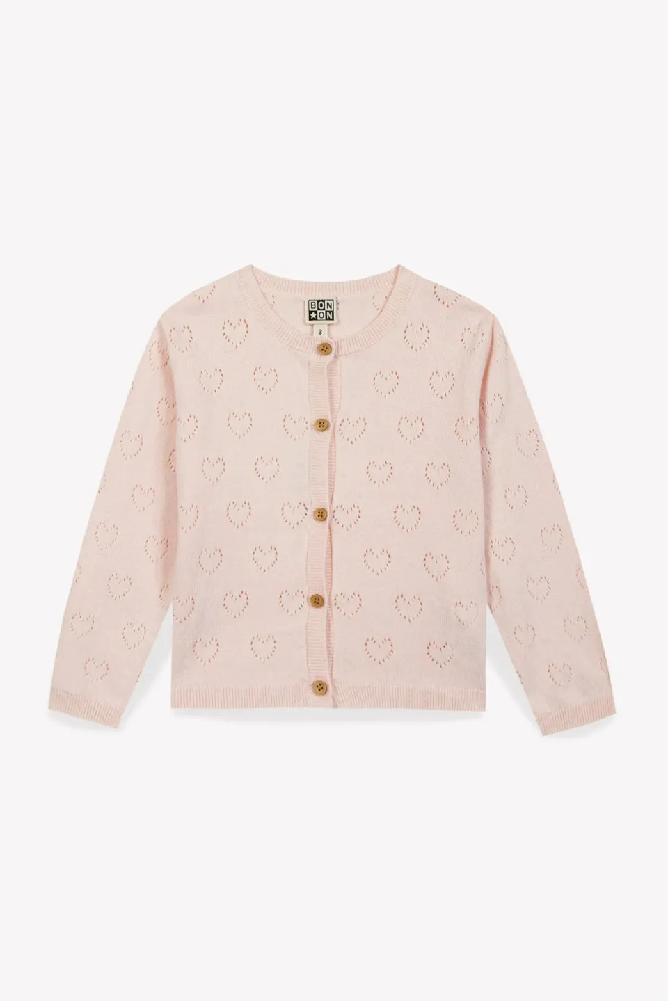 Bonton Lilou cardigan rosa hjertehuller 3M-3A