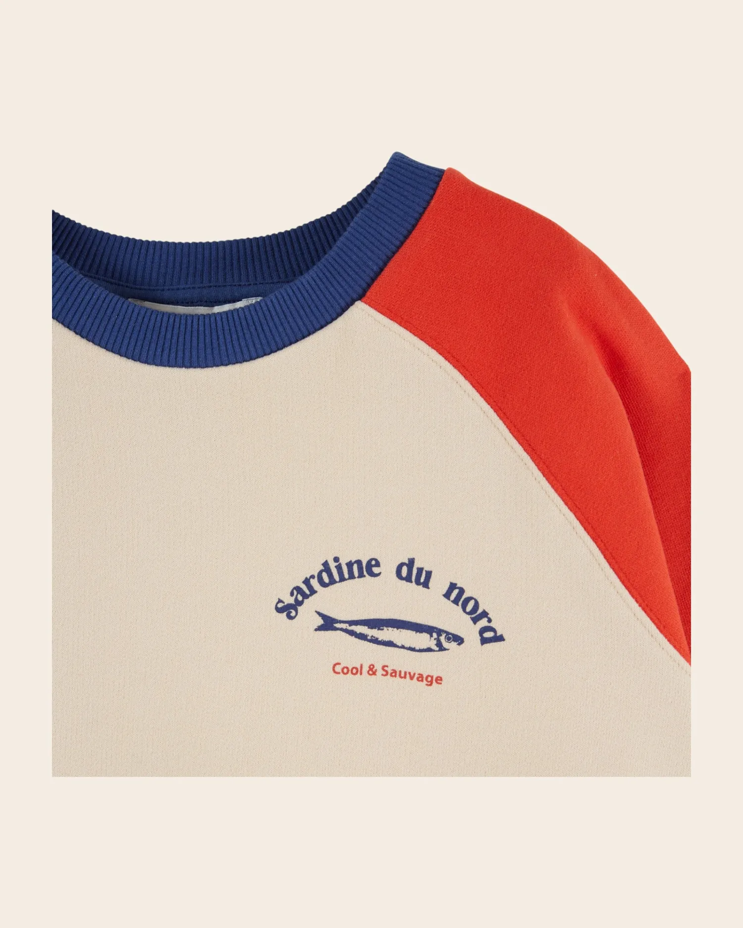 Emile et Ida Tricolore sweatshirt ecru sardine økologisk