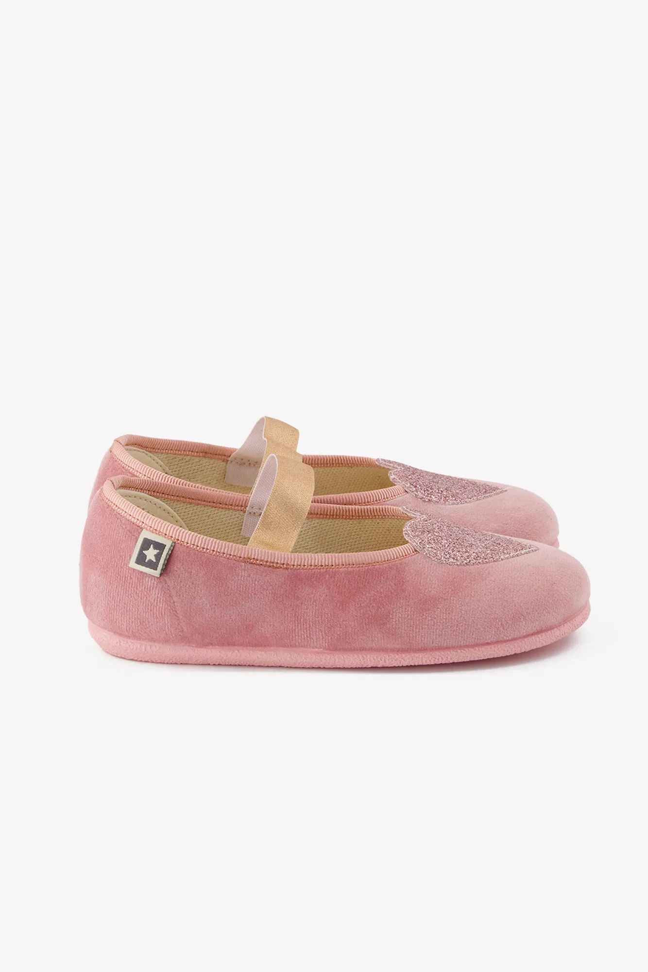 Bonton Sarra ballerina rosa velour med hjerte