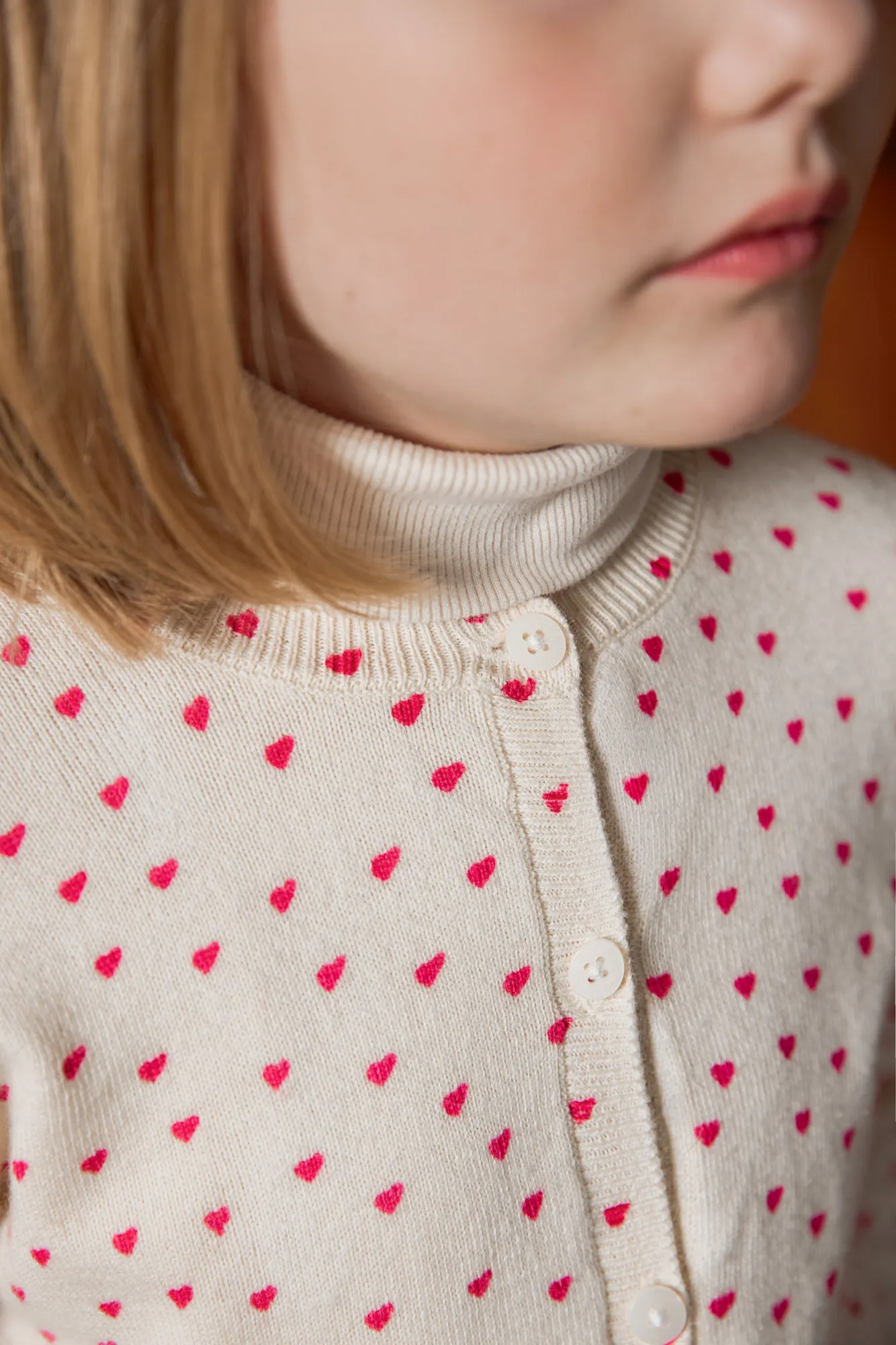 Bonton Lilou Love cardigan hjerter ecru 2-14 år