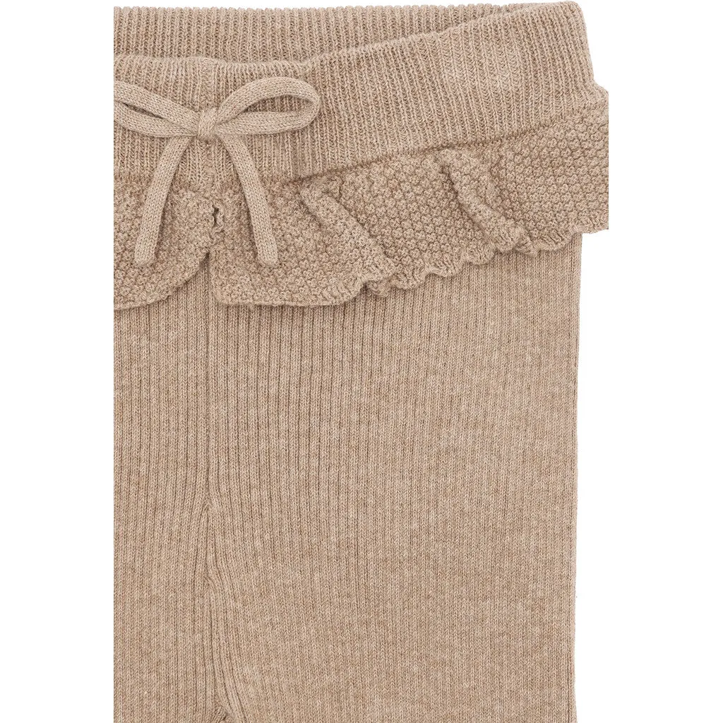 Hust & Claire Lisa knit rib leggings Biscuit bomuld