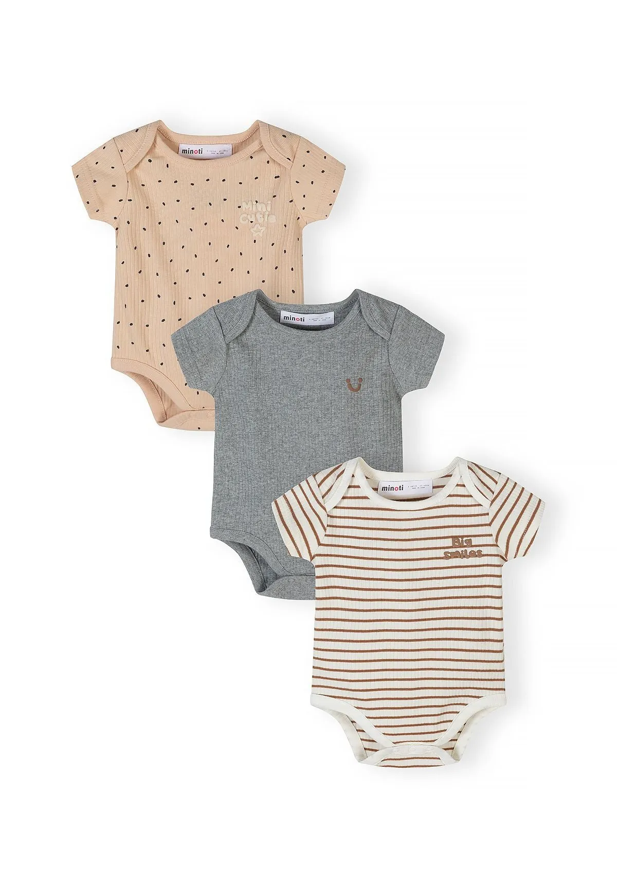 Minoti 44547 body 3-pak ribbet bomuld beige