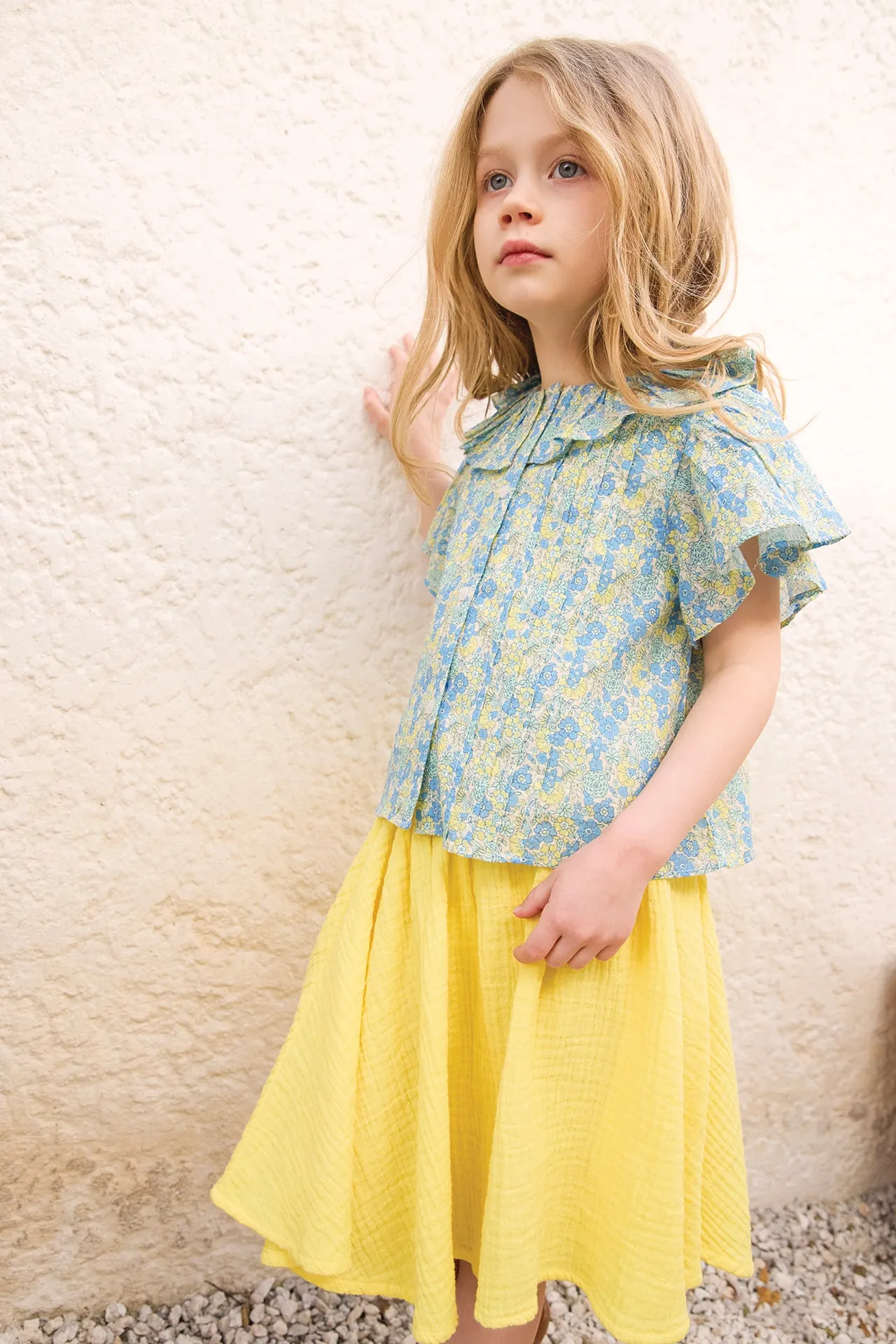 Bonton Nancy Fleurs Vintage Bleu bluse bomuld