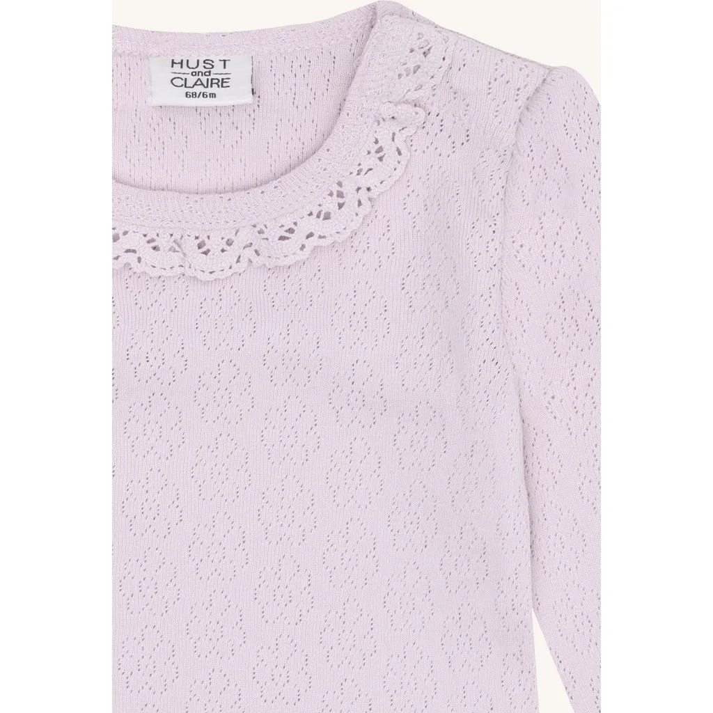 Hust & Claire Britt Pointelle Flower body Lavender økologisk