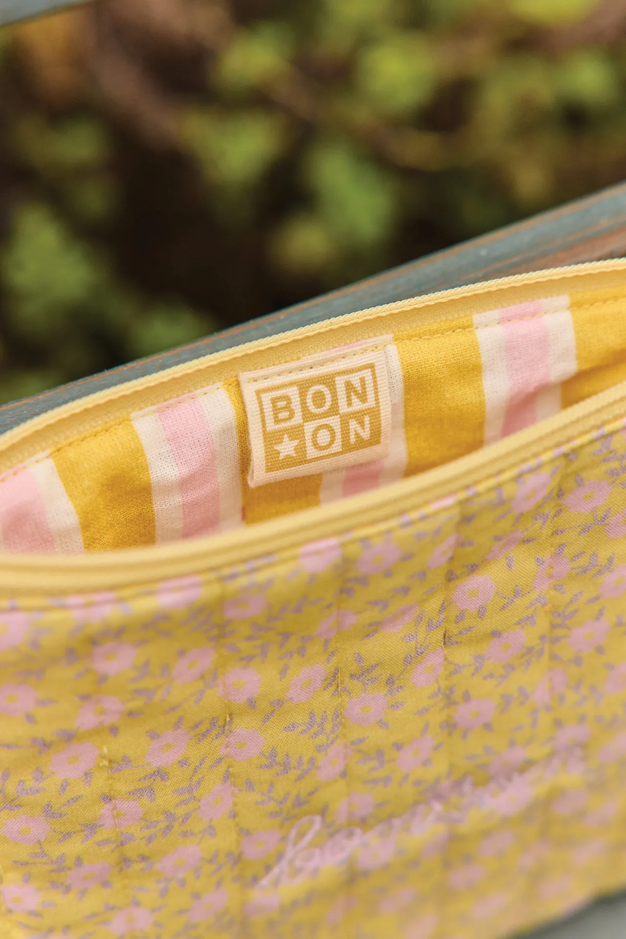 Bonton Telma skuldertaske Foulfleur gul 100% bomuld