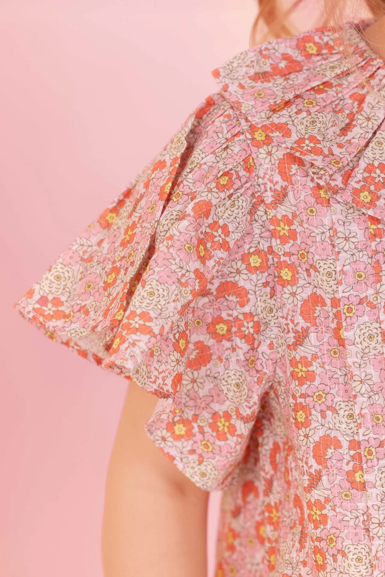 Bonton Nancy bluse bomuld rosa blomst