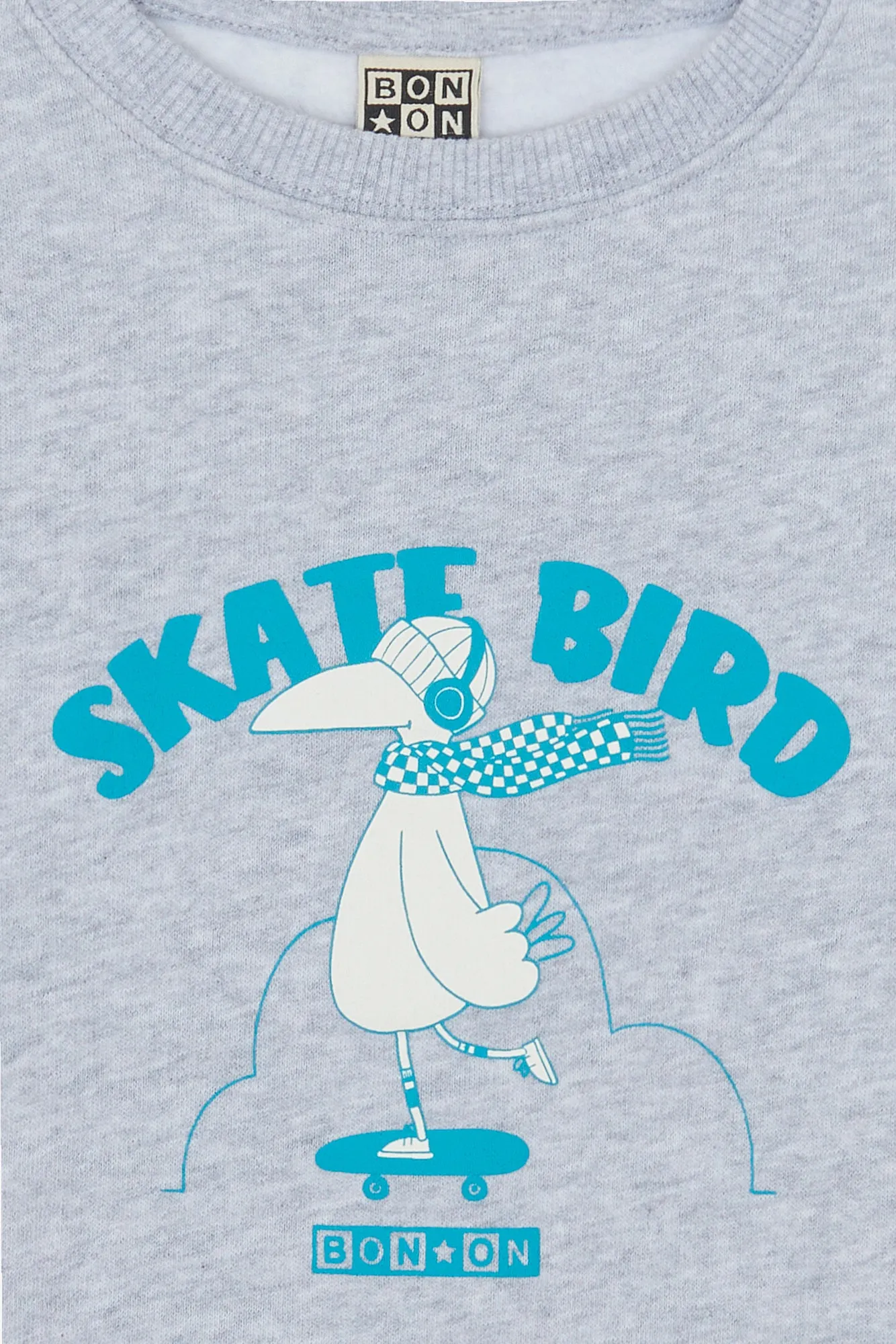 Bonton Smile Skatebird sweatshirt gris chine 2A bomuld