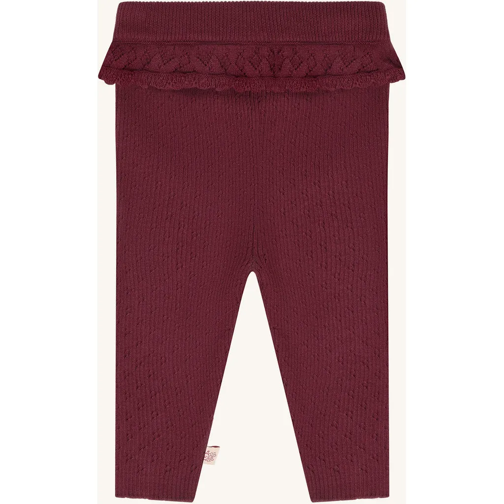 Hust & Claire Lisa knit rib leggings Maroon bomuld