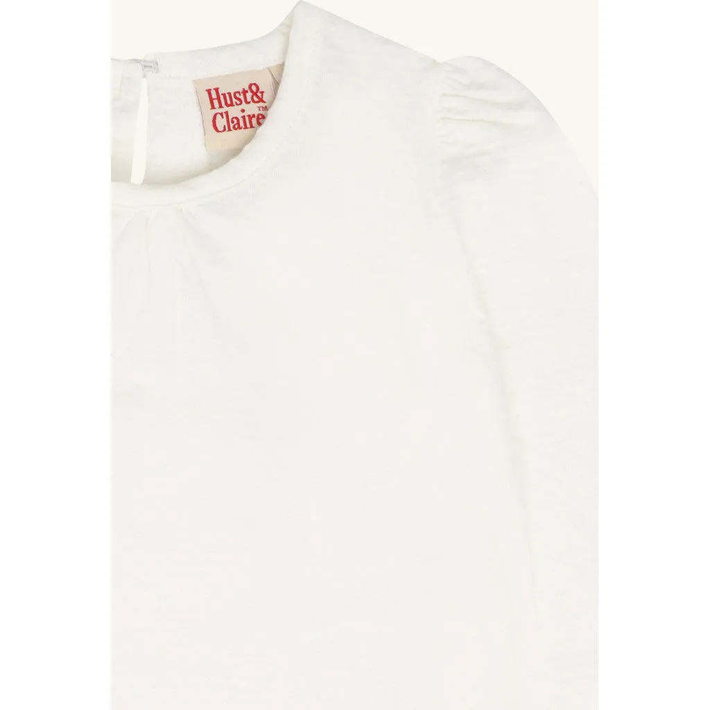 Hust & Claire Alma HCAlma Solid langærmet t-shirt Ivory økologisk