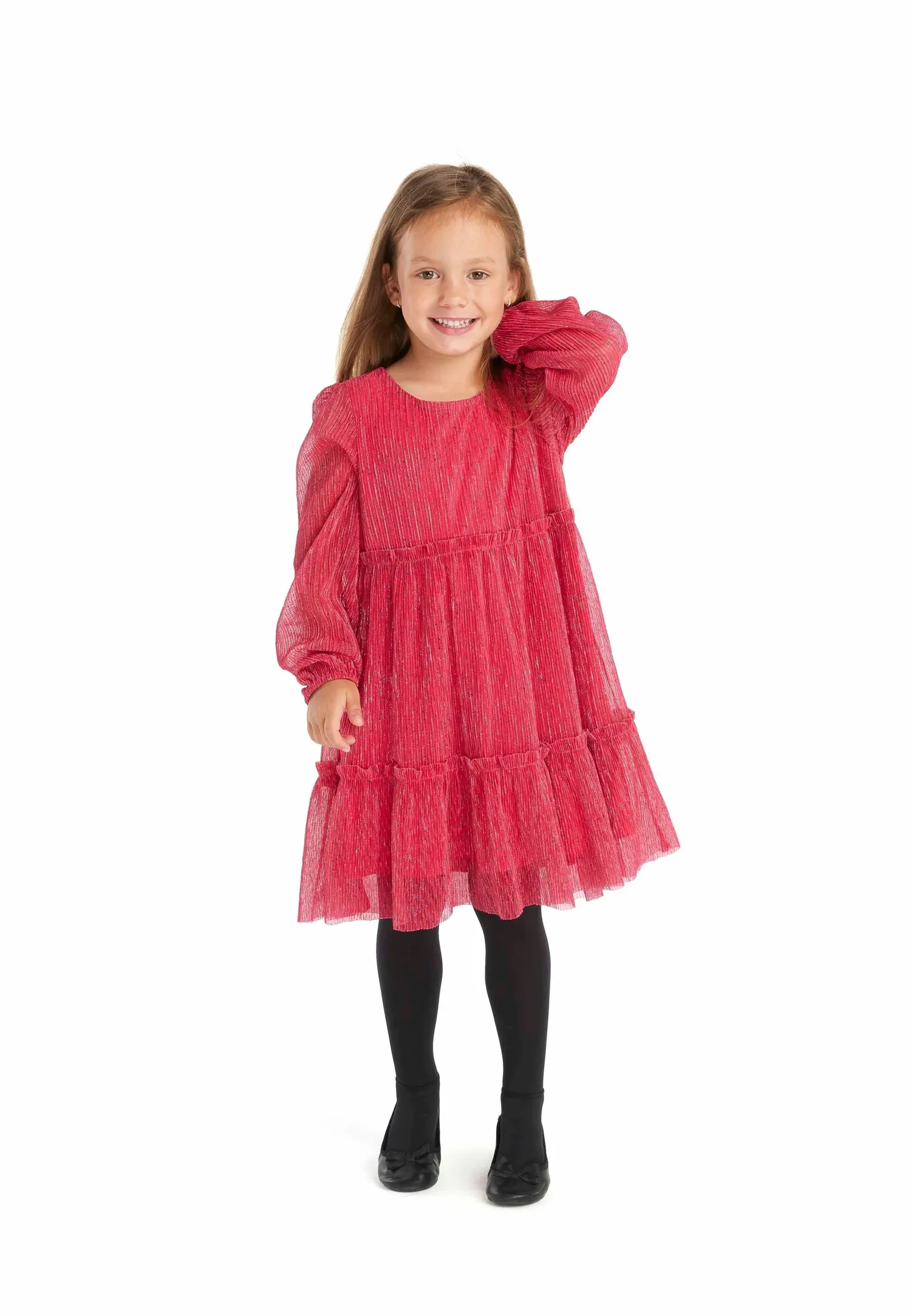 Minoti 39779 festkjole rosa chiffon ballonærme