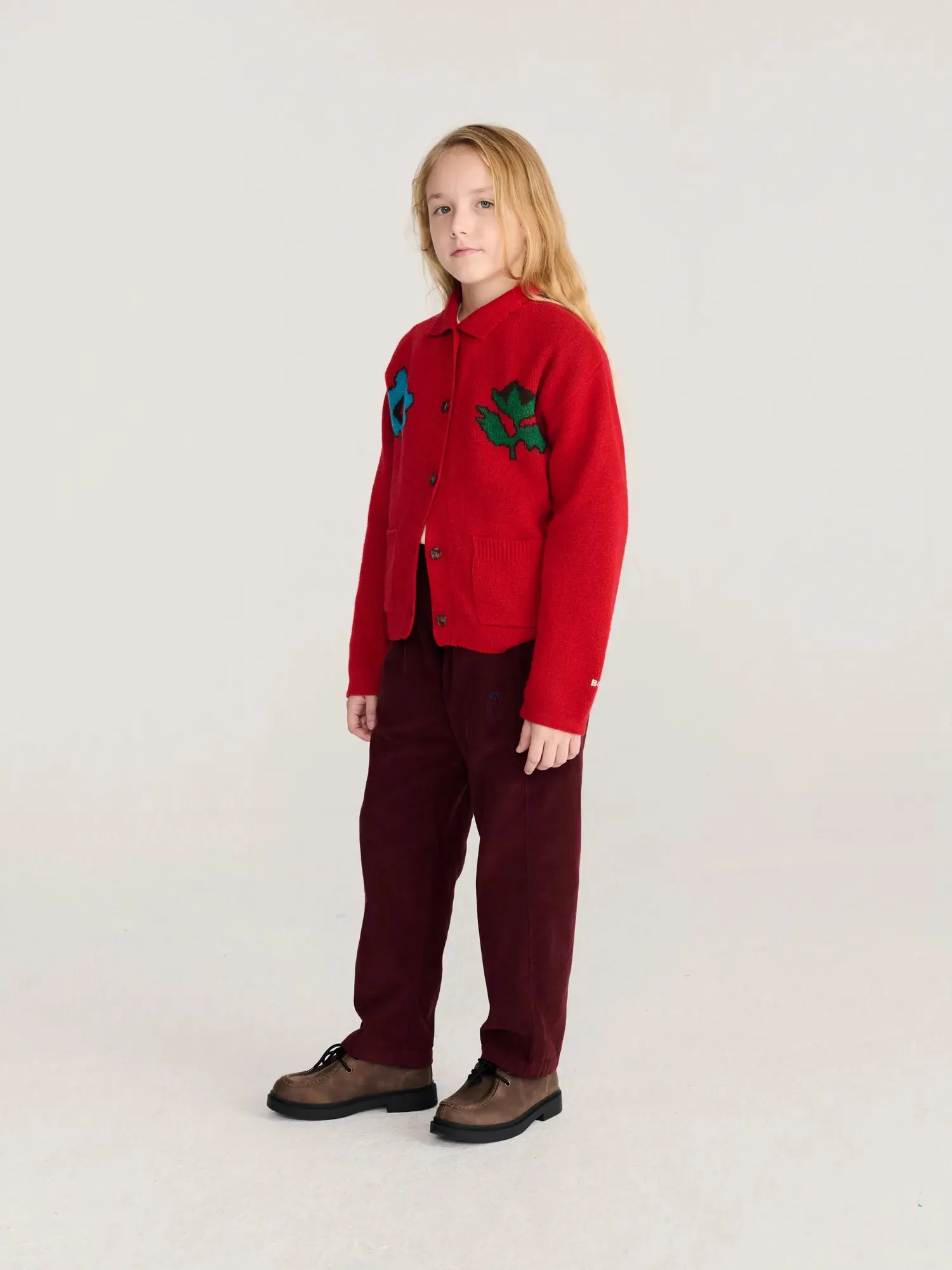 Bobo Choses Blossom cardigan rød 2-3Y uldblanding