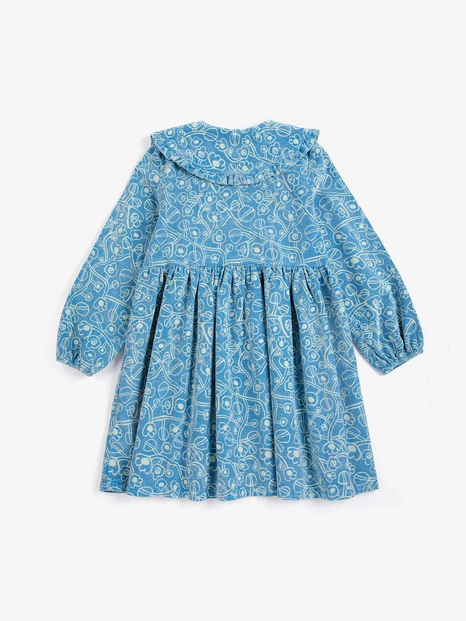 Bobo Choses Sketchy Flowers cordfløjl kjole 2-3Y blå