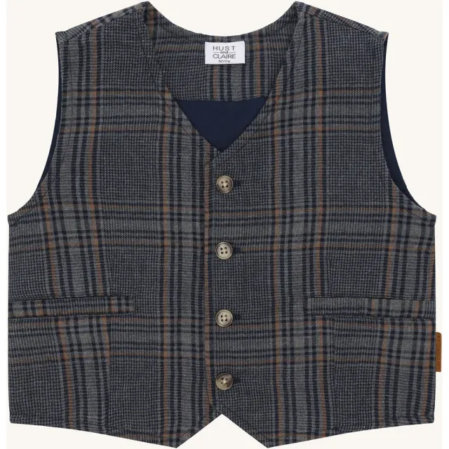 Hust & Claire HCEick Check vest grey blend bomuld