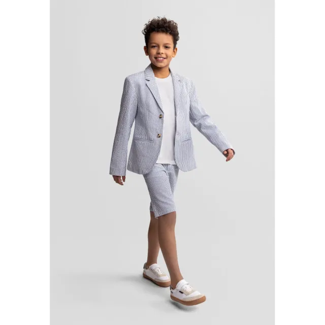 Minoti 44619 shorts marine stribet chino bomuld