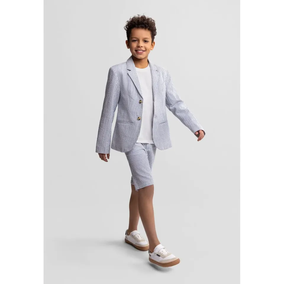 Minoti 44619 shorts marine stribet chino bomuld