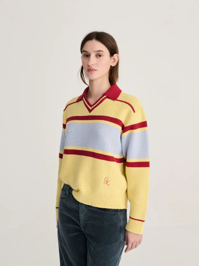 Bobo Choses Structured polo striktrøje XS beige uld