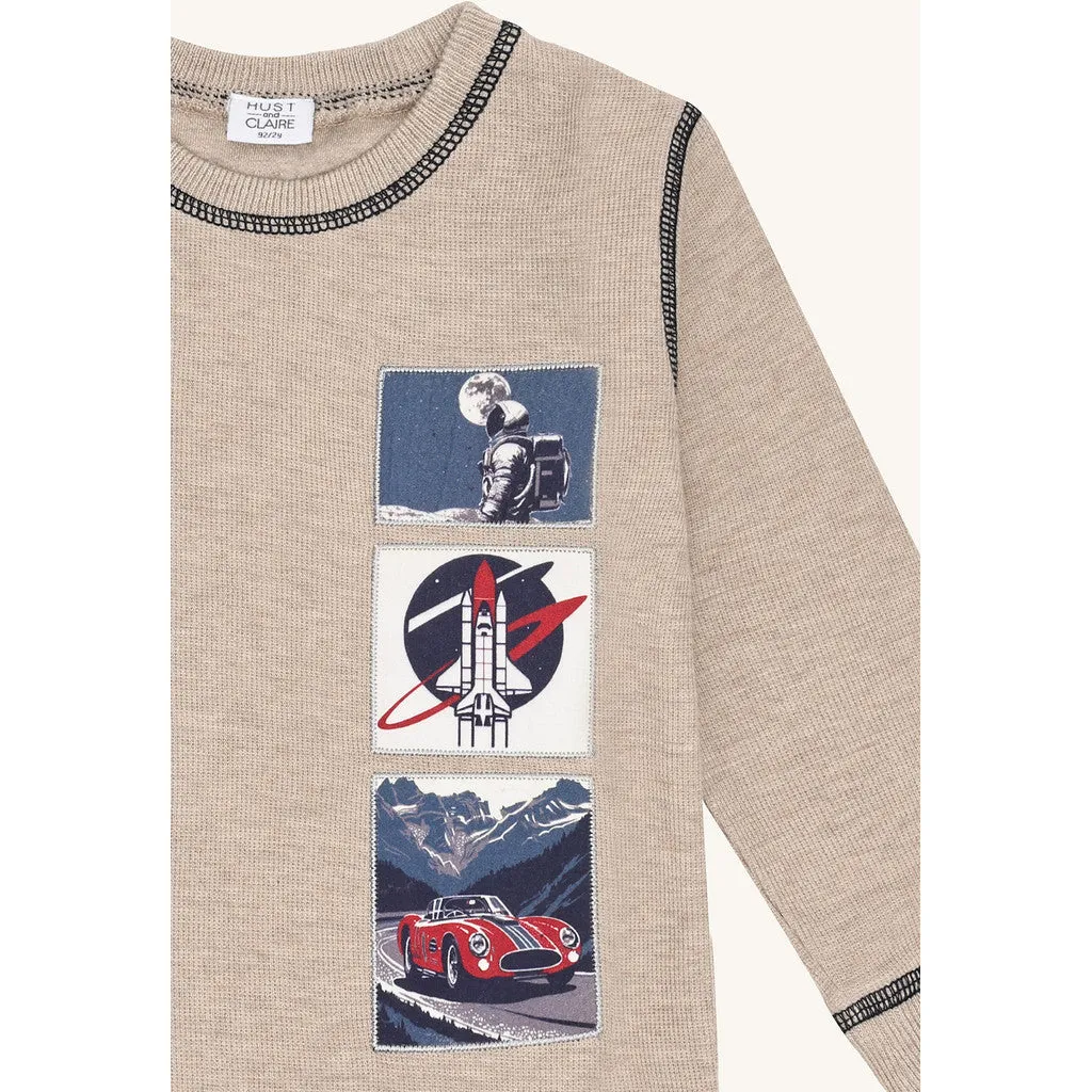 Hust & Claire Sune Space langærmet t-shirt Biscuit