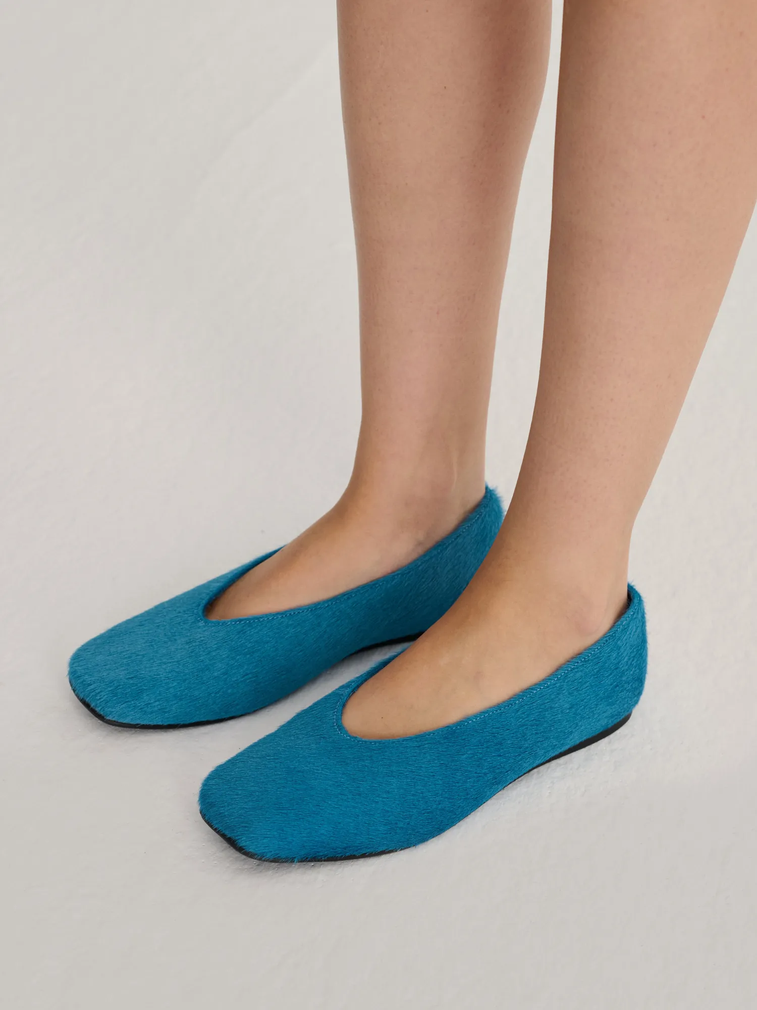 Bobo Choses Hairy leather ballet flat ballerina blå læder