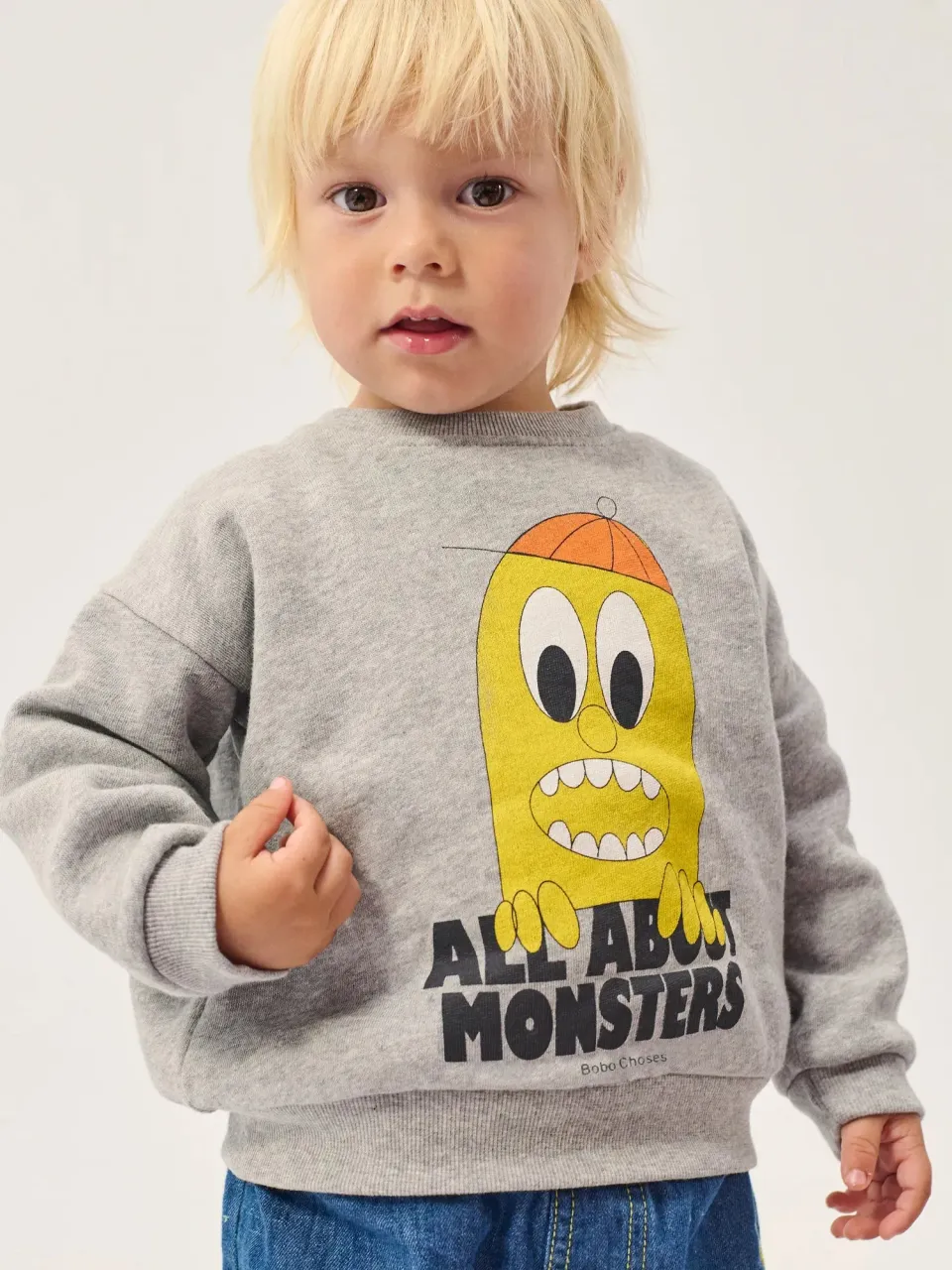 Bobo Choses Bigtooth Lemon sweatshirt grå 3 mdr økologisk