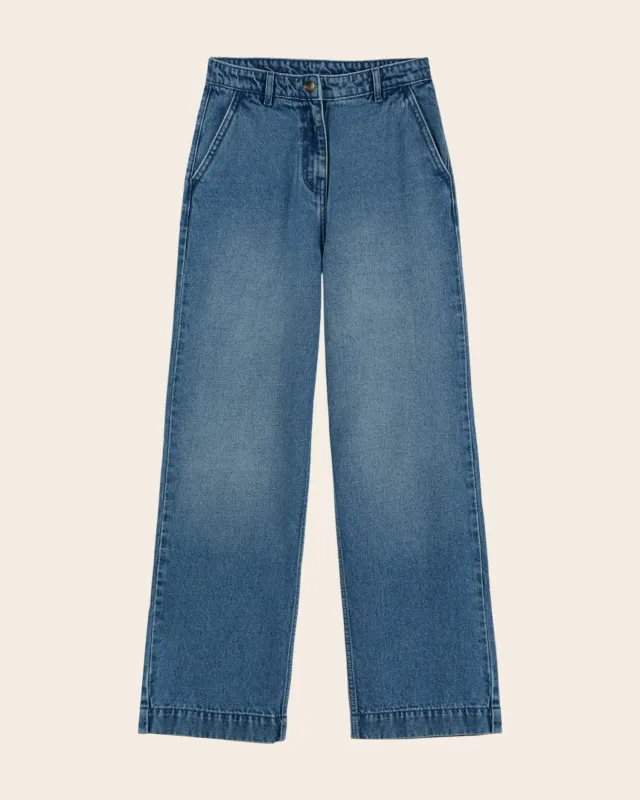 Emile et Ida Ewen jeans bleu denim wide lyseblå