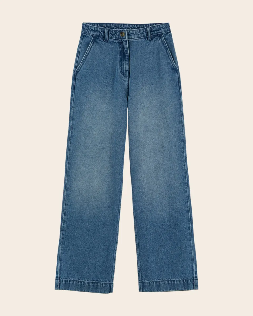 Emile et Ida Ewen jeans bleu denim wide lyseblå