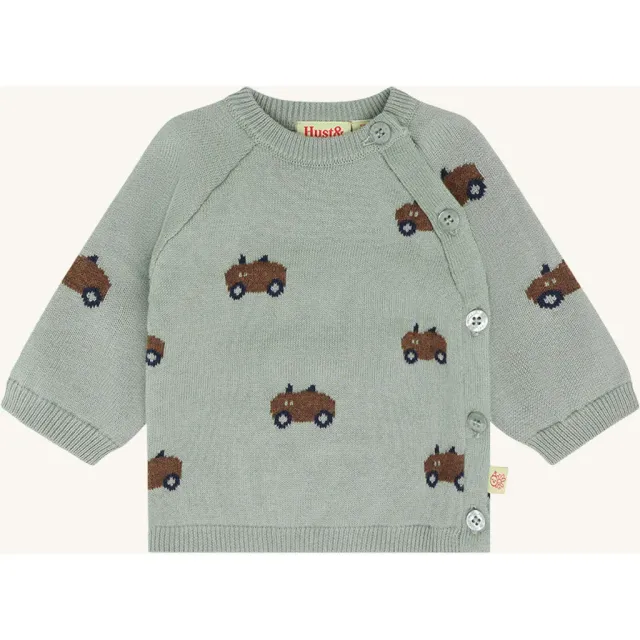 Hust & Claire Call Jacquard cardigan Forest Fog bomuld