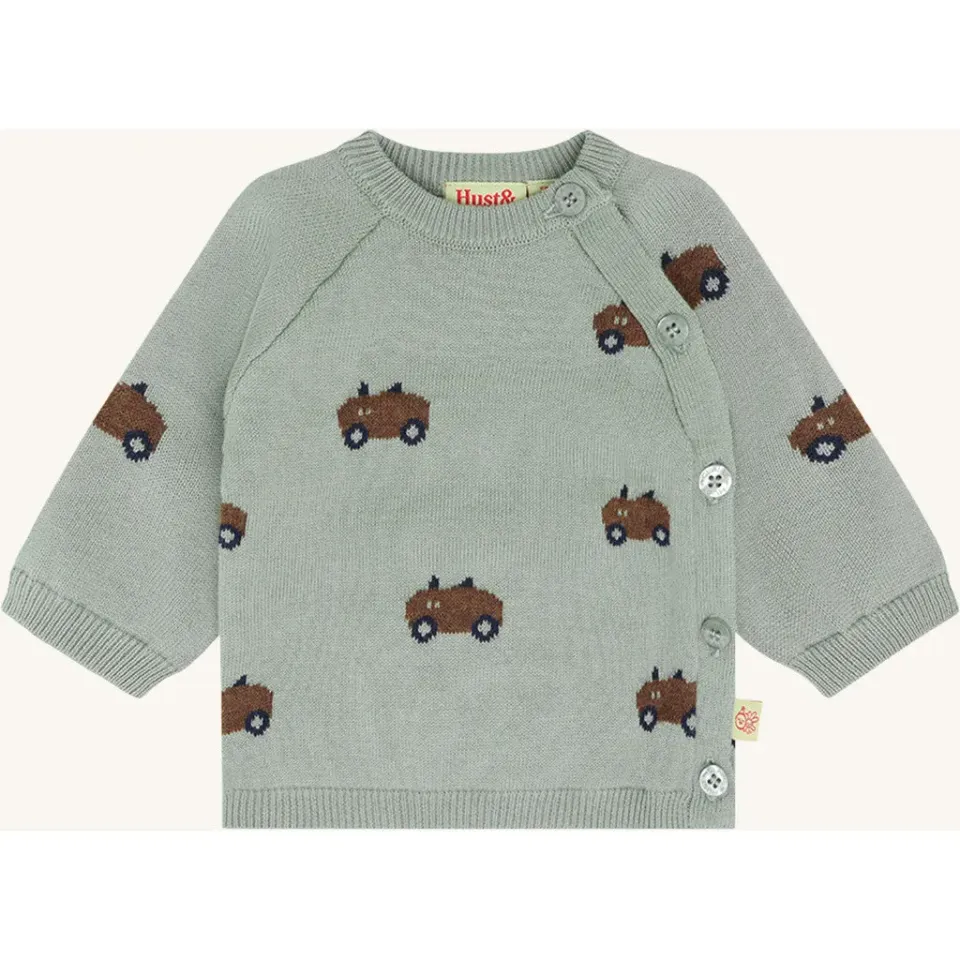 Hust & Claire Call Jacquard cardigan Forest Fog bomuld