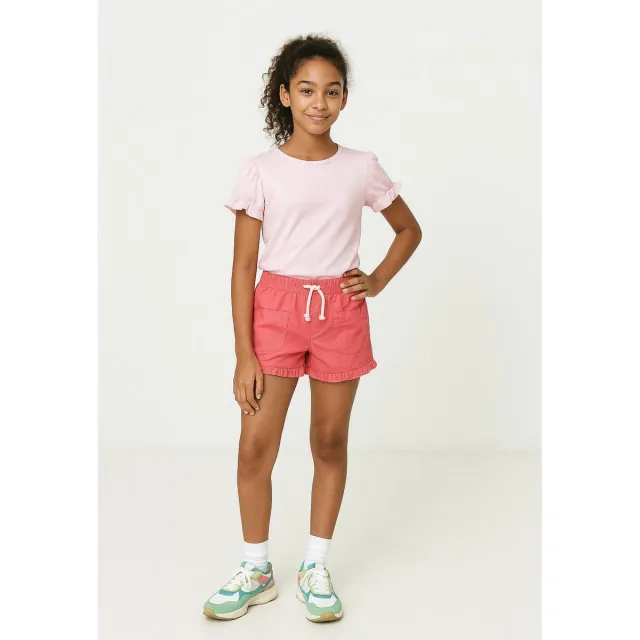 Minoti 38841 shorts til piger rosa melange flæse