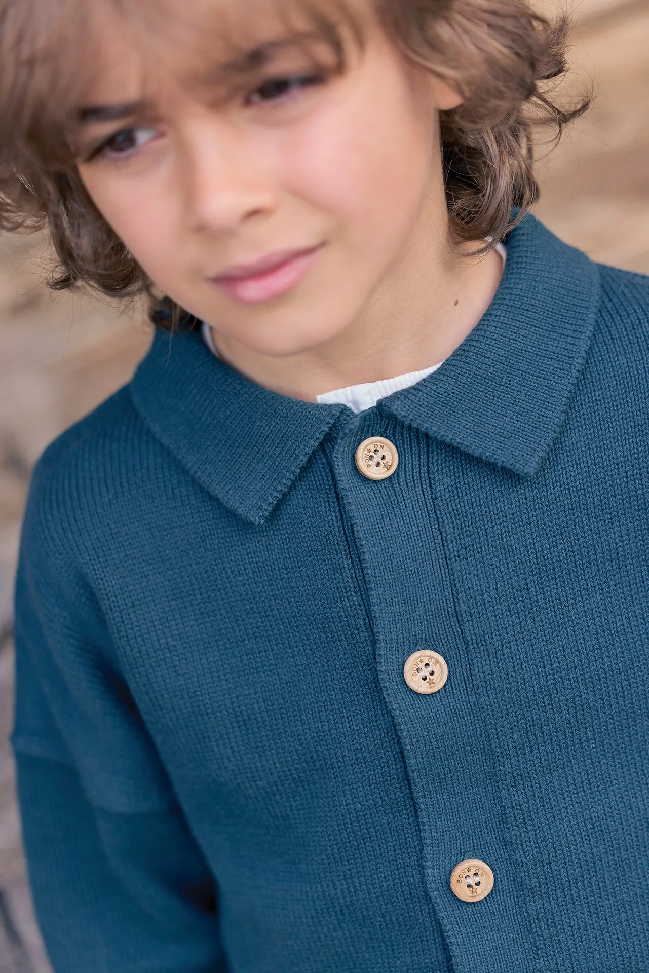Bonton Lucien cardigan blue lake bomuld