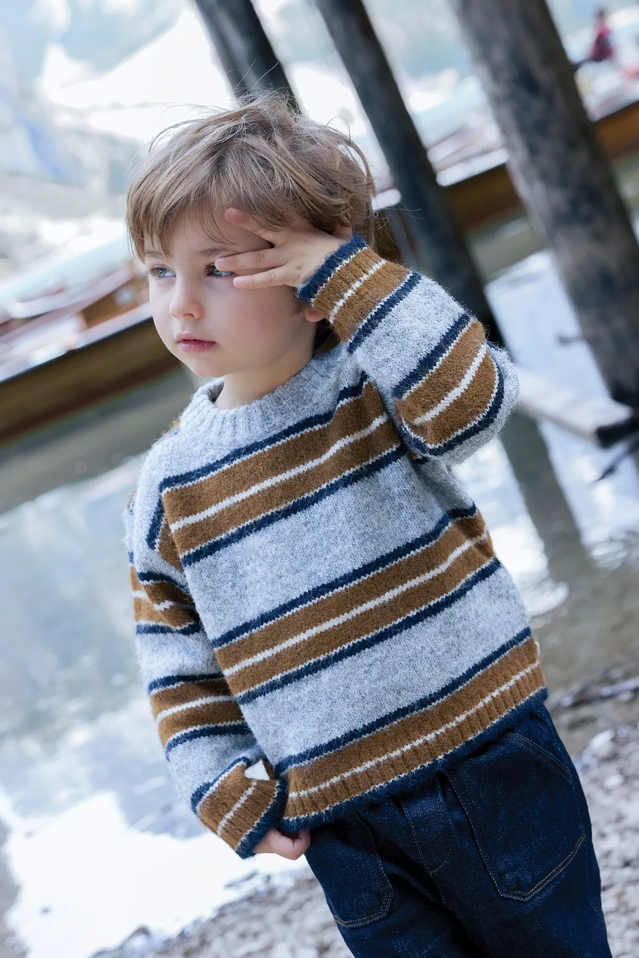 Bonton Milton Stripes pullover gråmeleret 2A