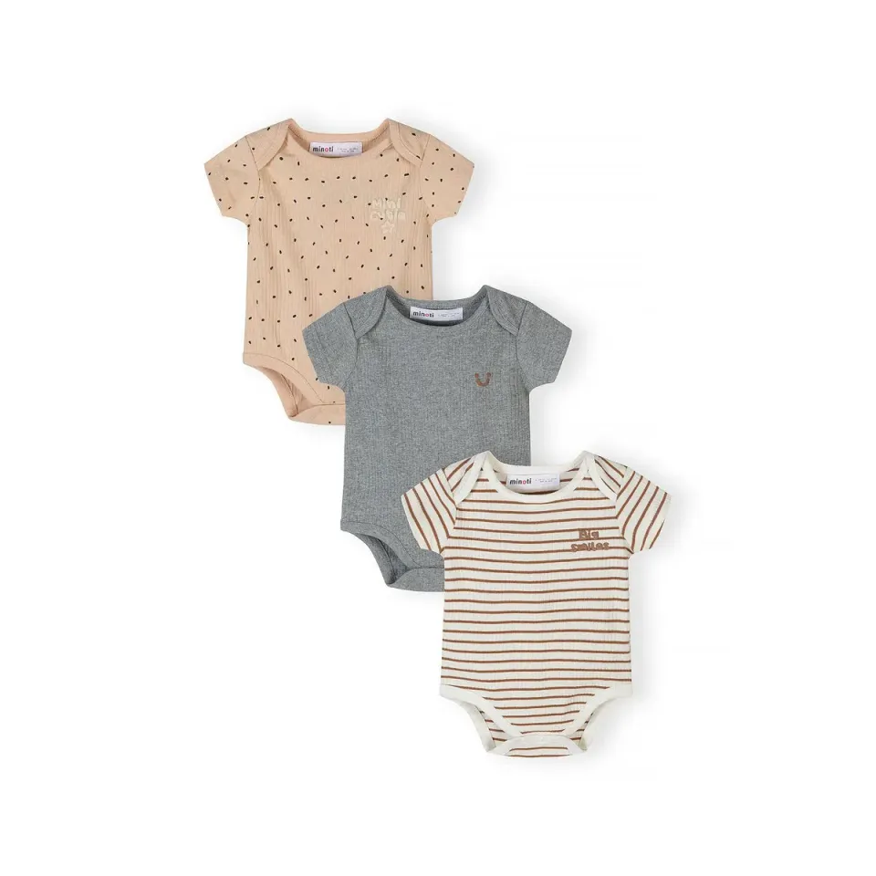 Minoti 44547 body 3-pak ribbet bomuld beige