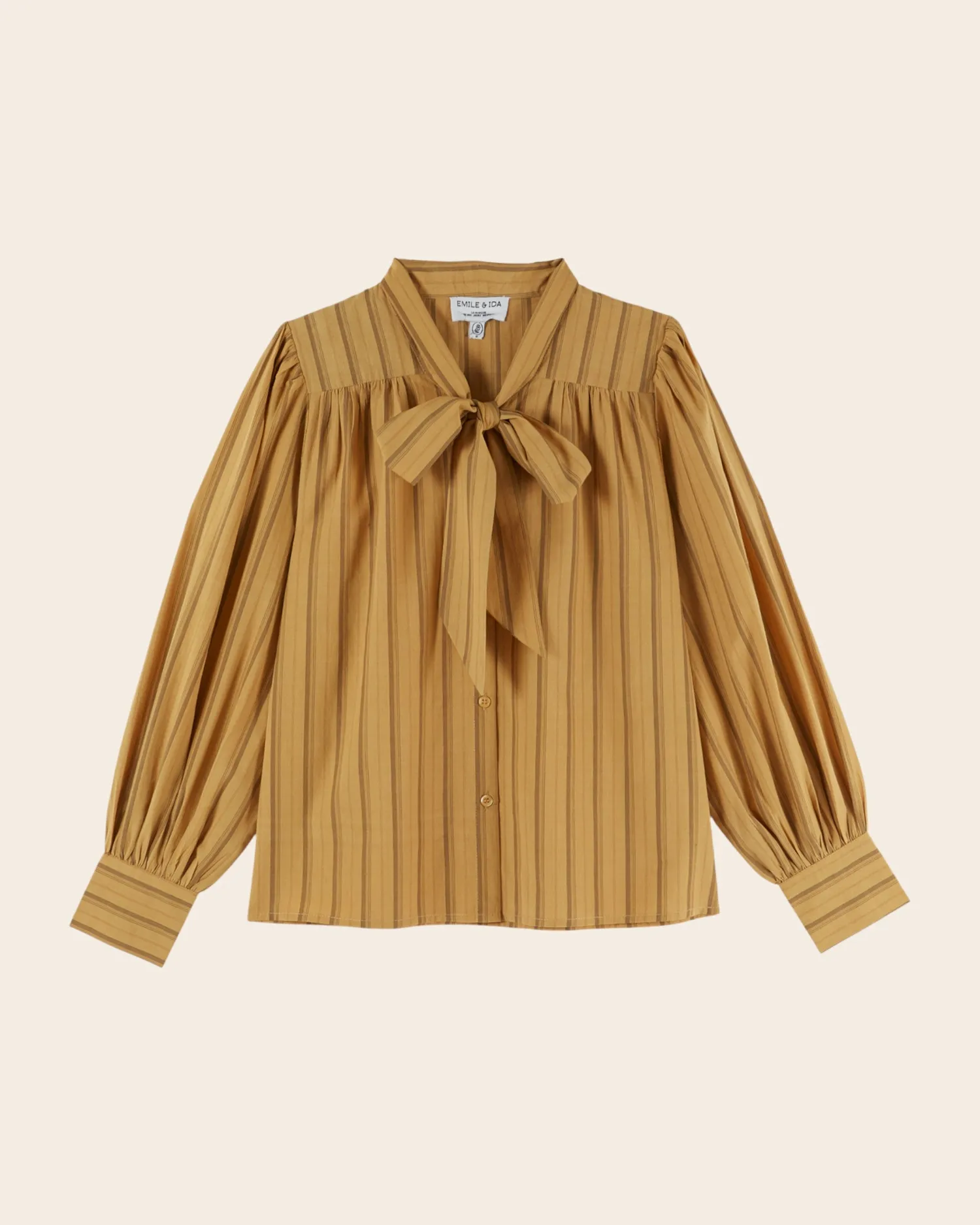 Emile et Ida EDIVA1 bluse okker striber bomuld