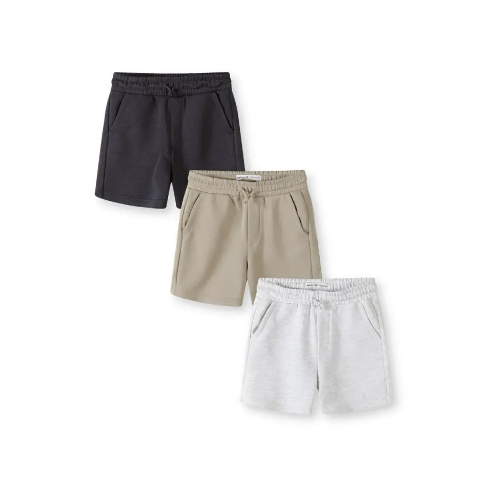 Minoti 44772 shorts dreng grå 3-pak strik