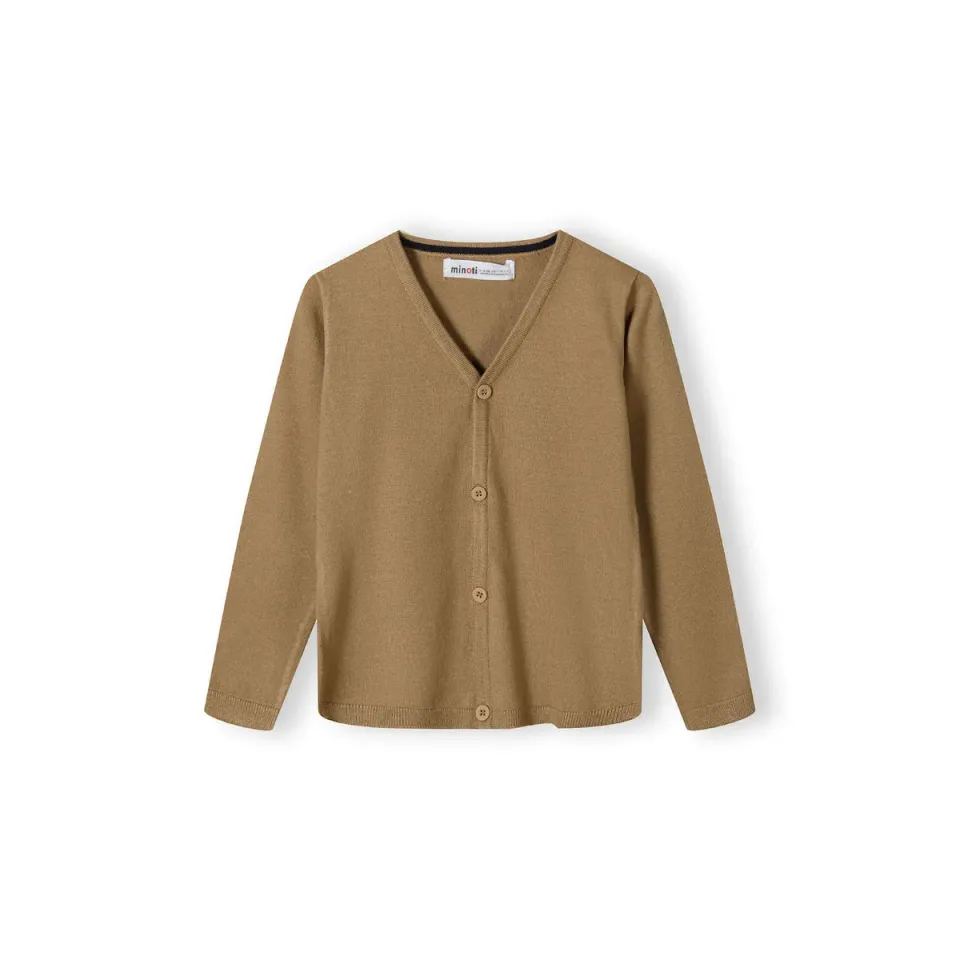 Minoti 43905 strikcardigan til drenge camel finstrik
