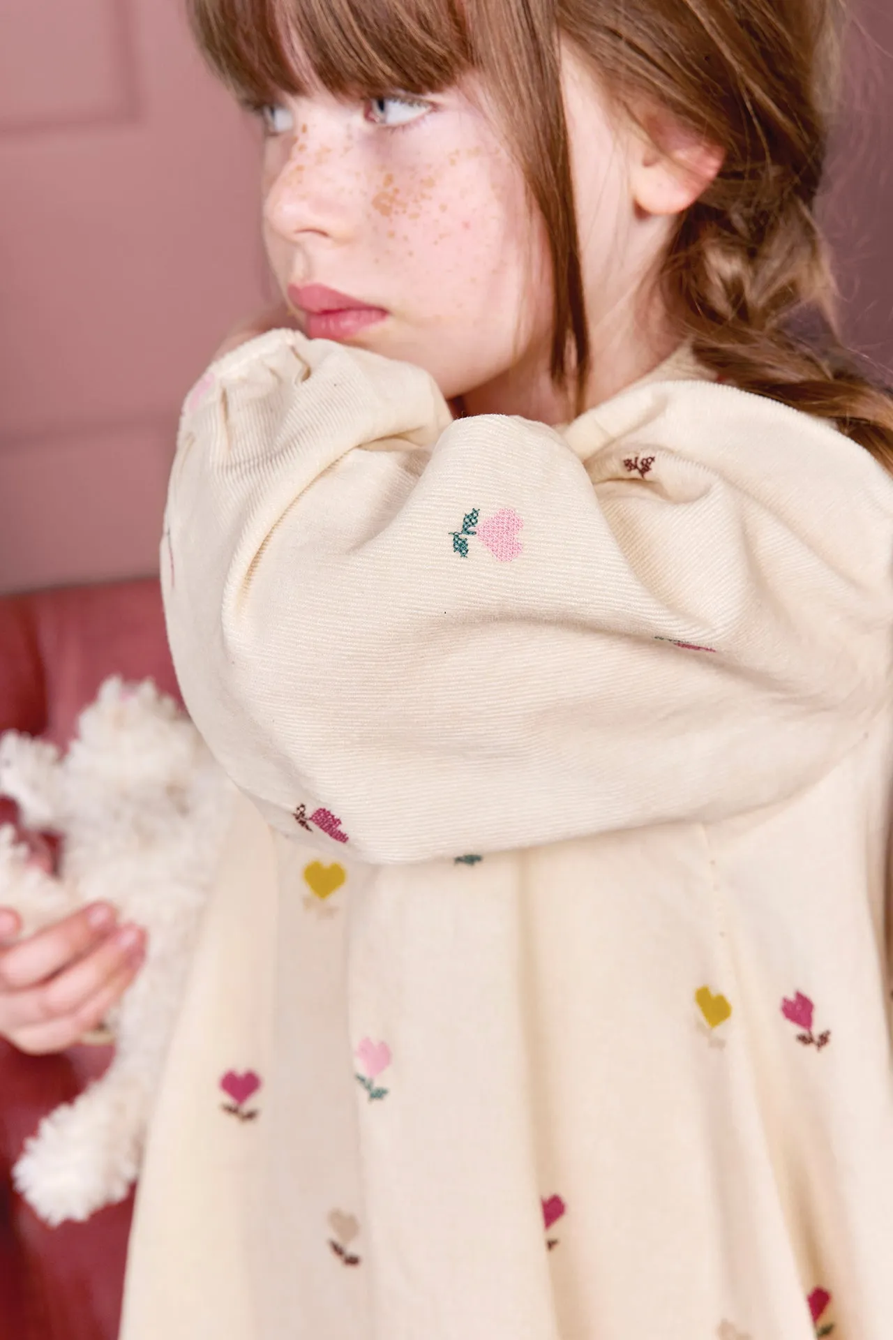 Bonton Poupée Cœurs Coton kjole velour med hjerter