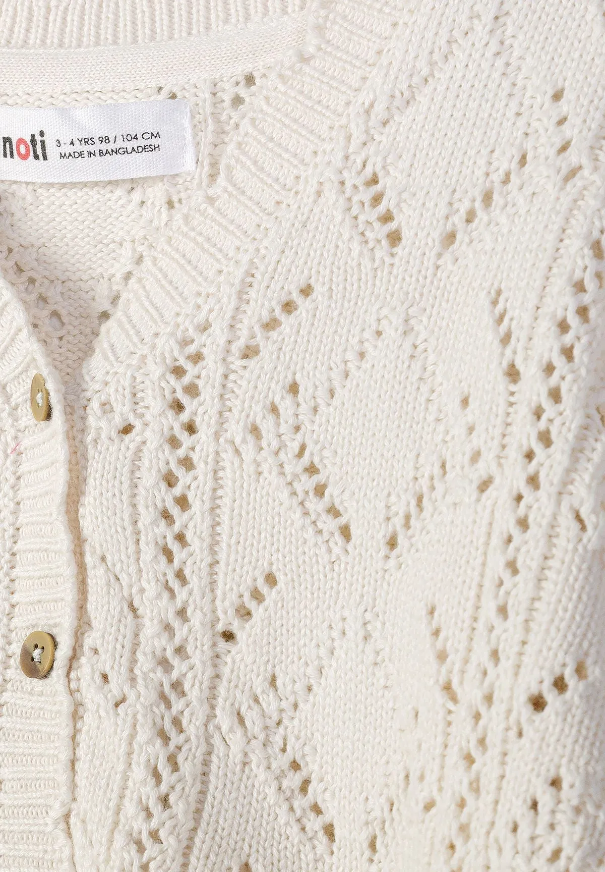 Minoti 44704 cardigan hvid pointelle piger