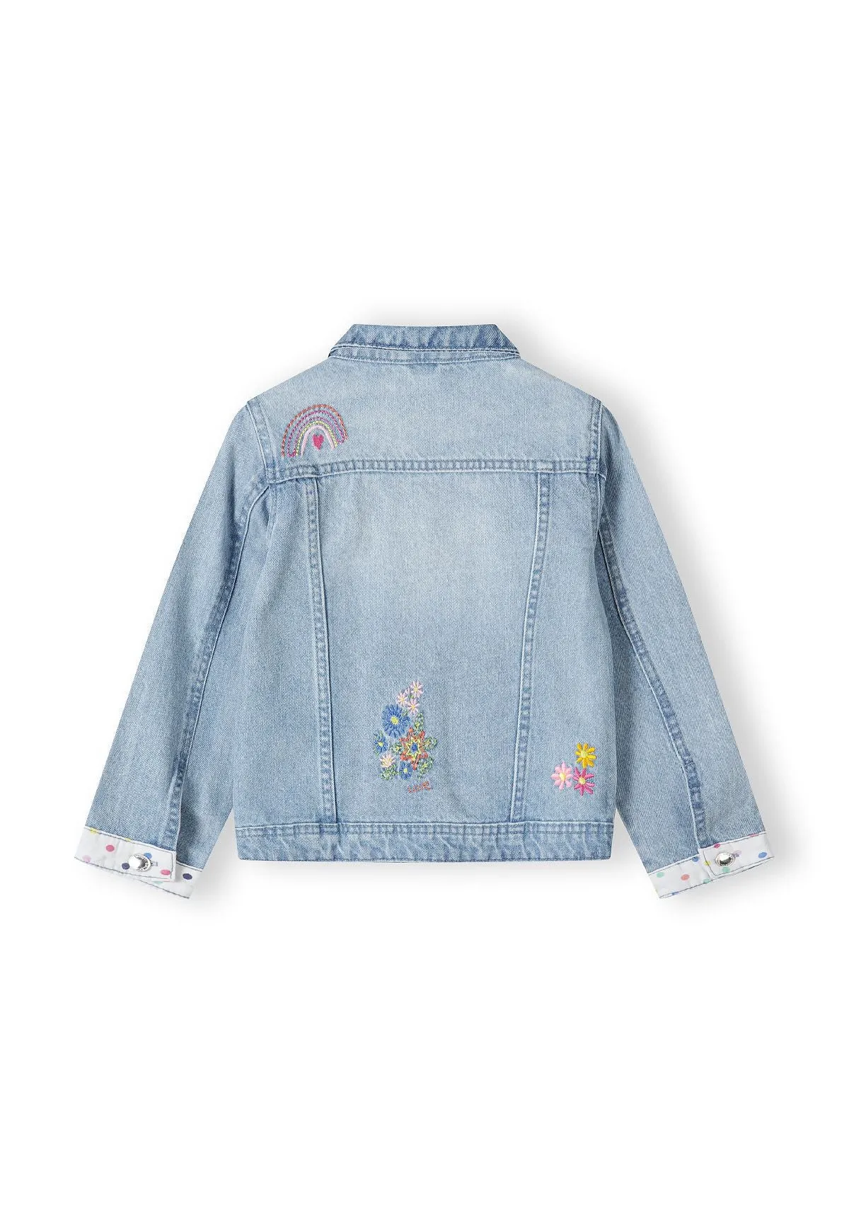 Minoti 42699 jeansjakke lyseblå broderi til piger