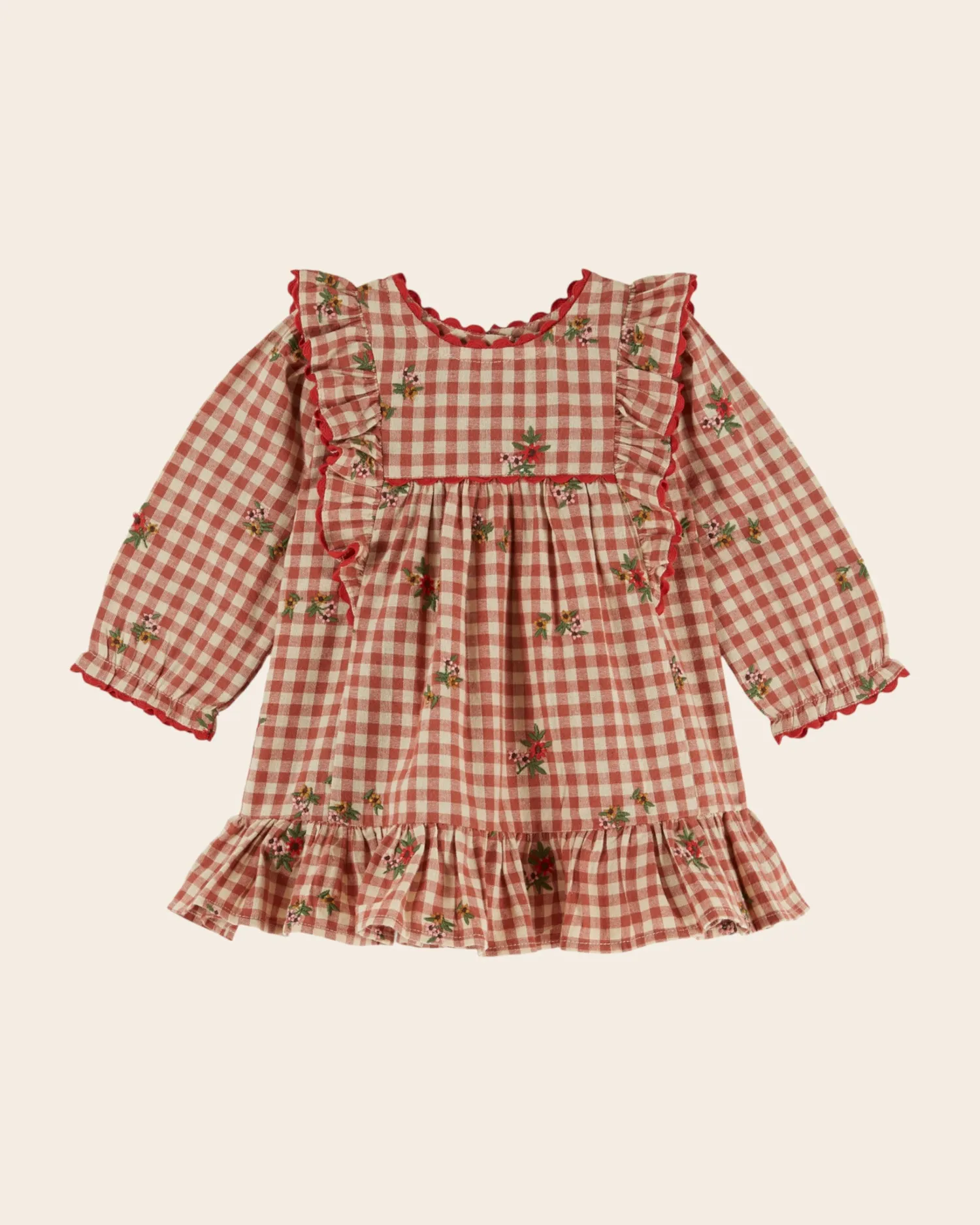 Emile et Ida Vichy Broderi kjole terracotta vichy