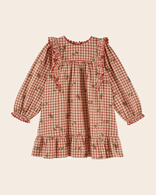 Emile et Ida Vichy Broderi kjole terracotta vichy