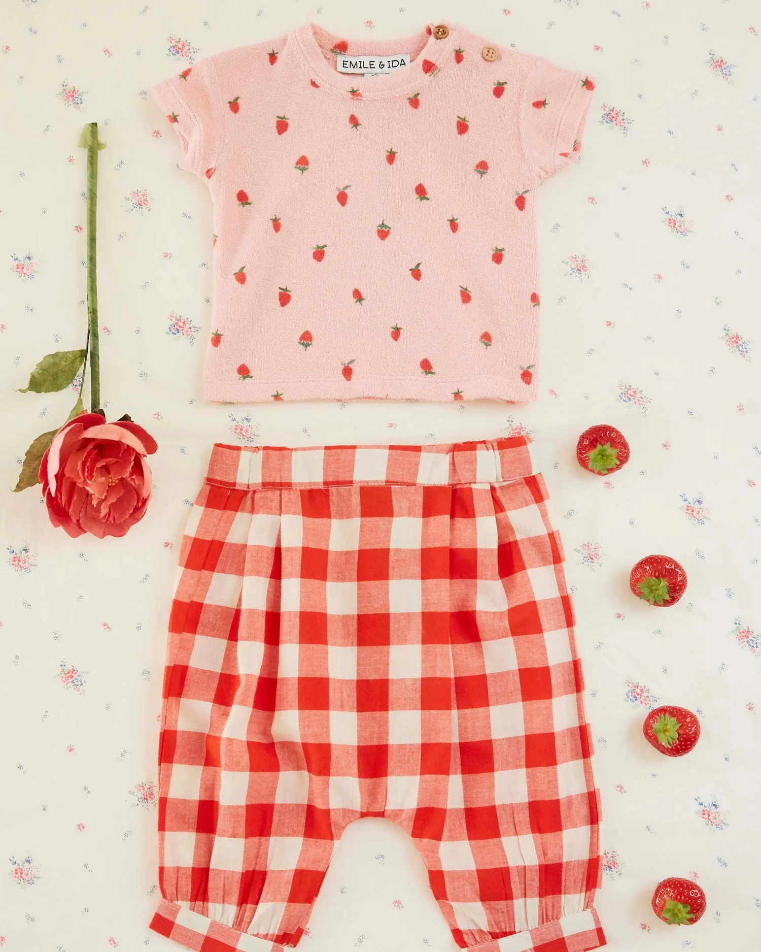 Emile et Ida Baby t-shirt lyserød jordbær