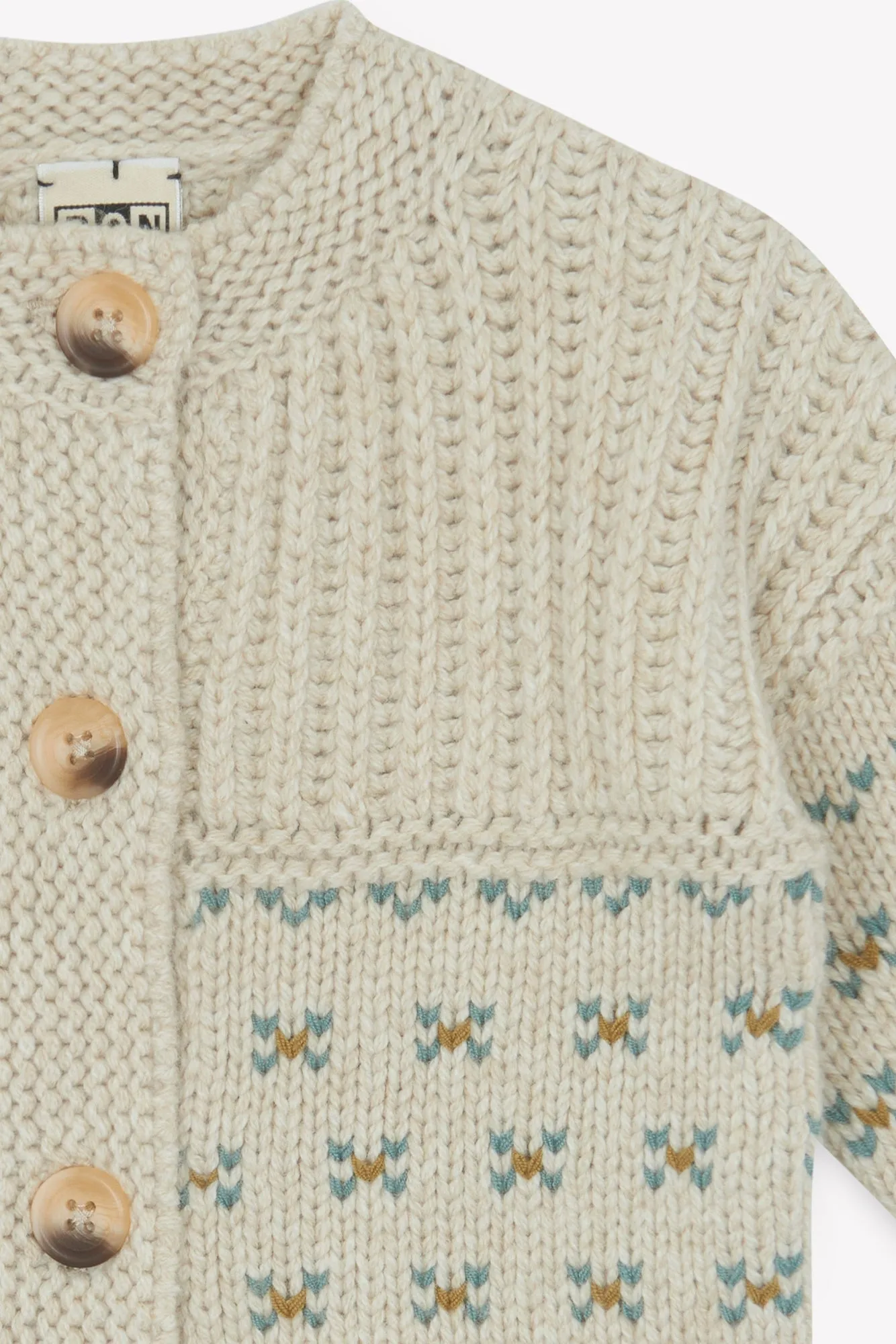 Bonton Peanut Milk Jacquard cardigan bomuld