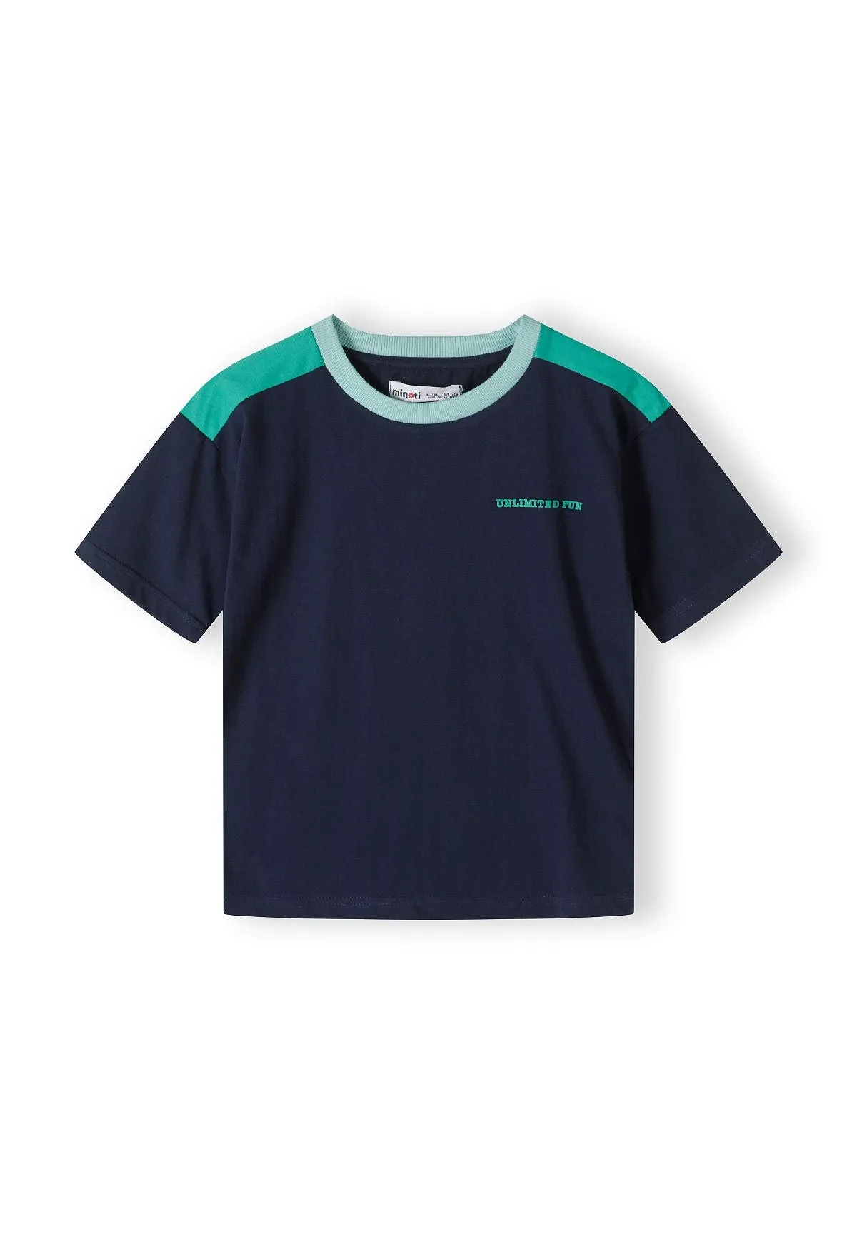Minoti 42518 sæt T-shirt shorts navy grøn til drenge