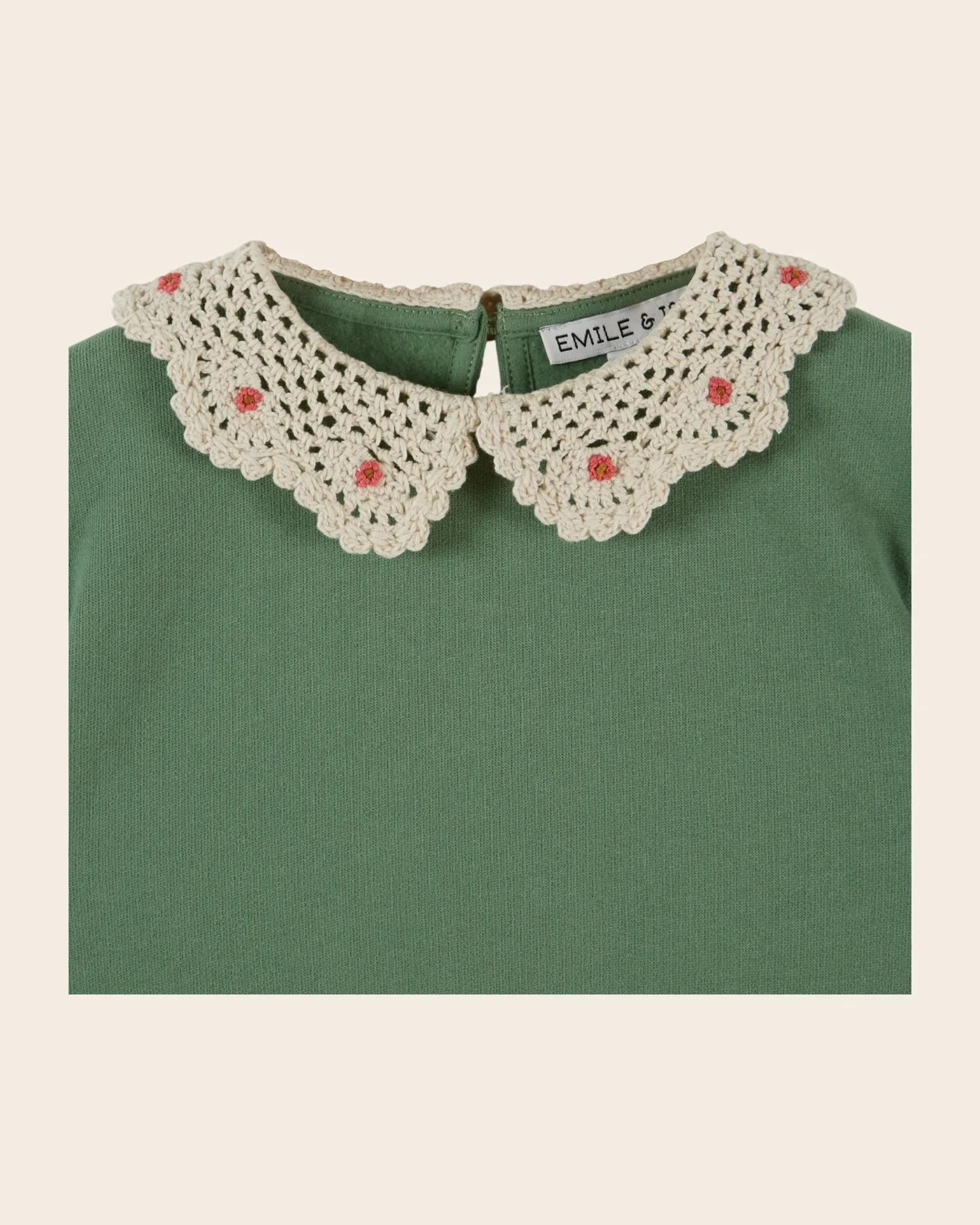 Emile et Ida Col Crochet sweatshirt grøn hæklet krave