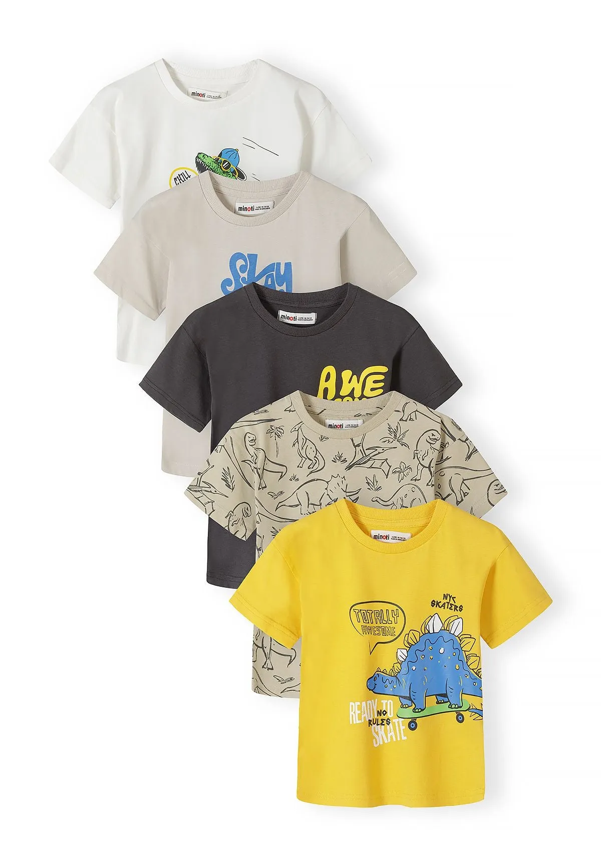 Minoti 44867 T-shirts drenge 5-pak dino bomuld