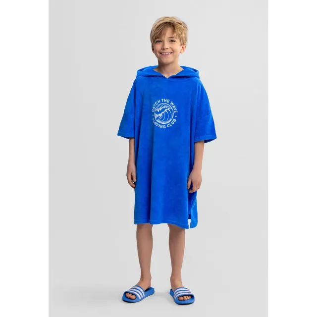 Minoti 44524 strandponcho blå frotté til drenge