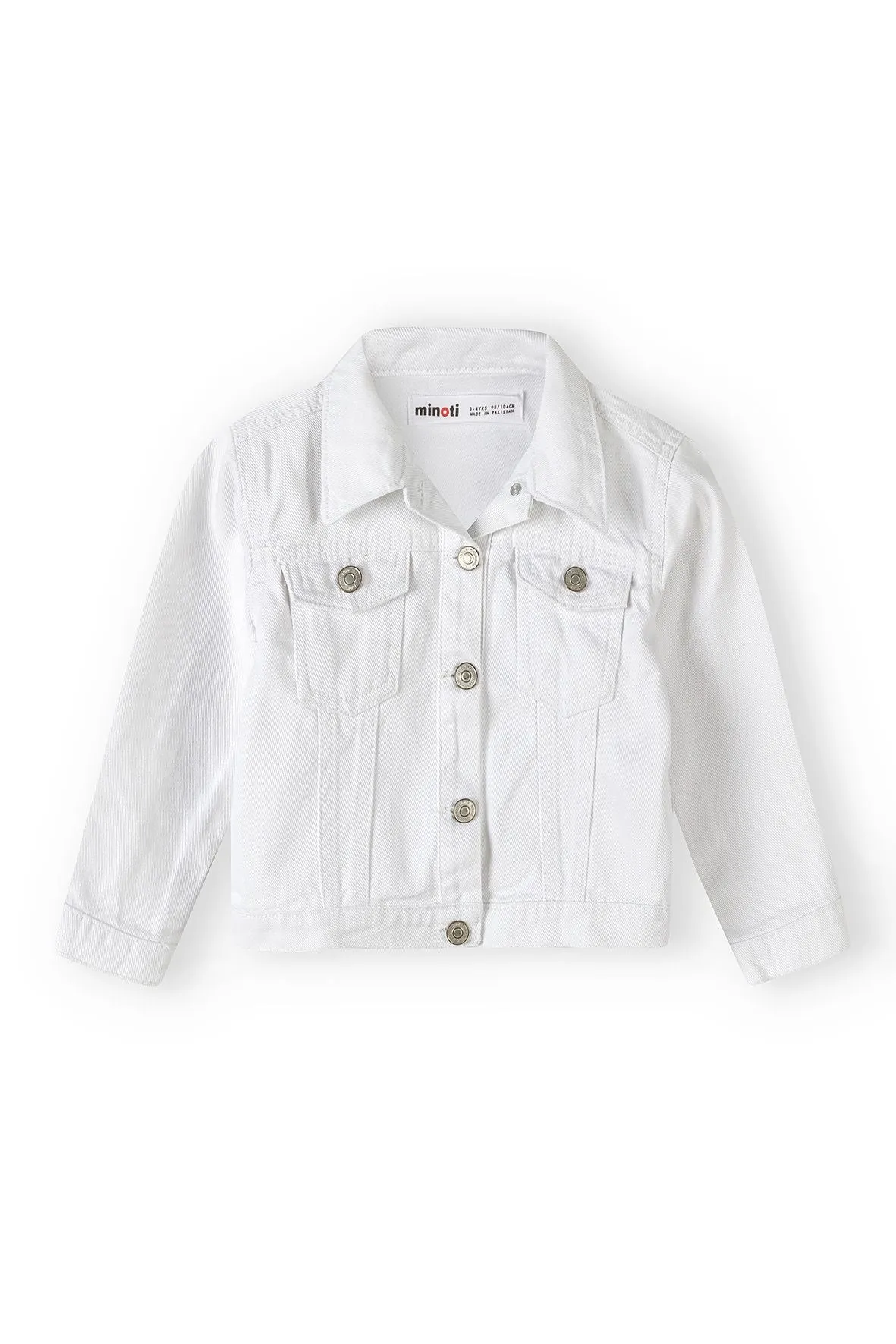 Minoti 38847 jeansjakke hvid acid-wash til piger